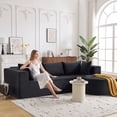 thumbnail image 6 of 105" Modern Sectional Sofa with Right Chaise, Black Corduroy Boneless Couch with Deep Seating, No Assembly Required, L-Shape Comfy Living Room Couch, 6 of 10
