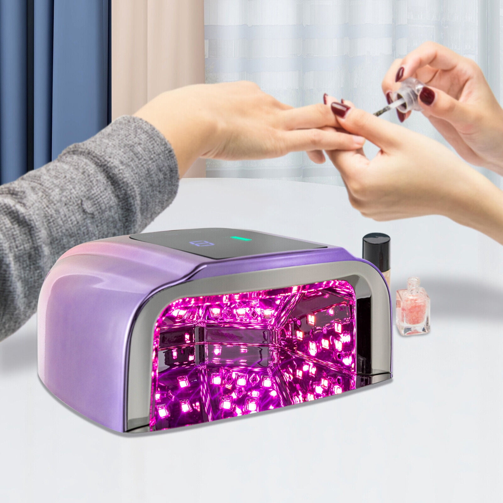 96W 15600mAh Cordless Rechargeable LED UV Nail Lamp Nail Gel Polish Light Dryer Light Purple