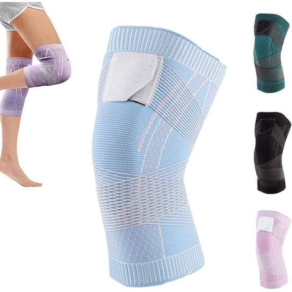 Converselyt Knee Compression Sleeve Knee Brace, Converselyt Knee Braces for Women Men, Adjustable Straps 3D High Elastic Breathable Soft Tactical Compression Knee Sleeve (1PCS Blue,M)