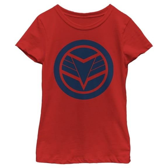 Girl's Marvel The Falcon and the Winter Soldier Blue Shield Graphic Tee Red Medium