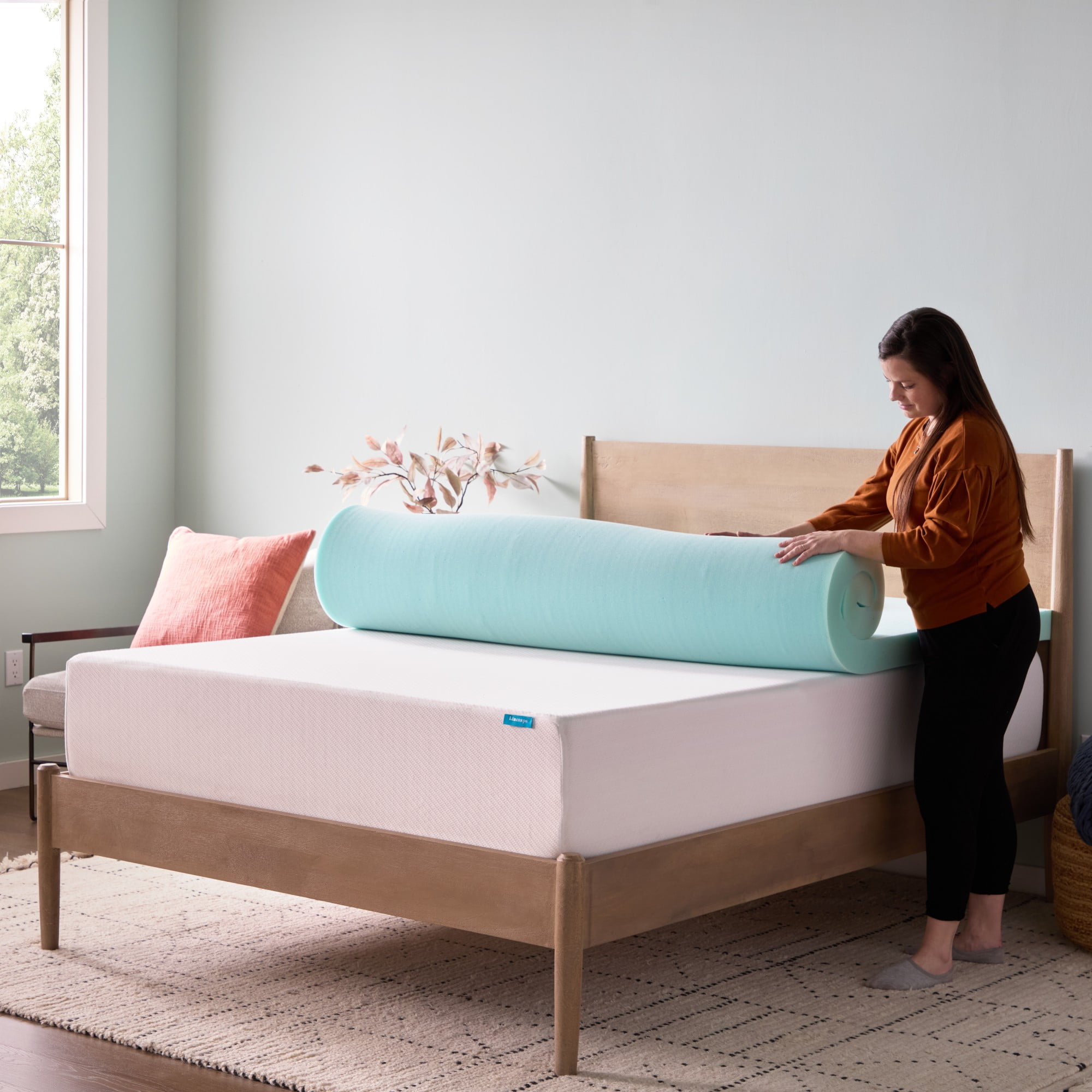 Linenspa 3" Cooling Gel and Green Tea Infused Memory Foam Mattress Topper, King