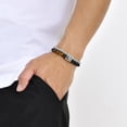 thumbnail image 5 of Punk Double Layered Beaded 14K White Gold Bracelet for Men Boys,Matte Agate Tiger Eye Black Stone Bracelets,Hiphop Birthday Jewelry Gift, 5 of 8