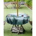 thumbnail image 4 of nqOlkjepod Green Ombre Forest Outdoor Tablecloth with Umbrella Hole & Zipper, Watercolor Mountain Round Table Cover 60 Inch, Dining Waterproof Table Cloth Protector for Patio/Party/Picnic, 4 of 7