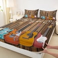 thumbnail image 3 of jejeloiu Modern Music Guitar Twin Sheet Sets,Old Wooden Plank Bedding For Adults 3 Pieces, 3 of 7