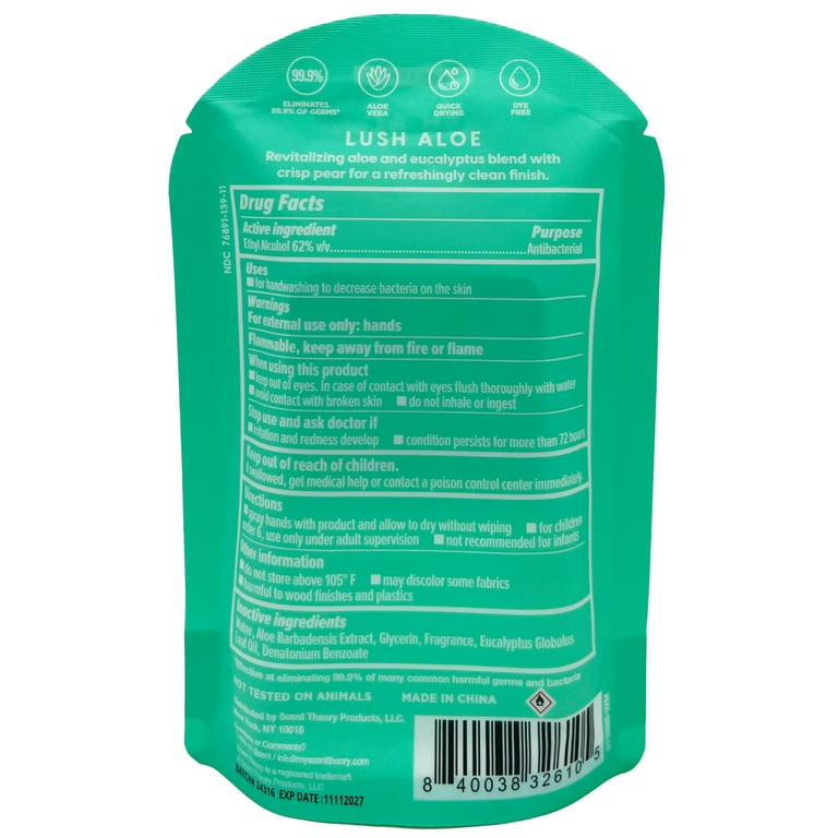 Scent Theory Hand Sanitizer Spray, Lush Aloe, 1 fl oz