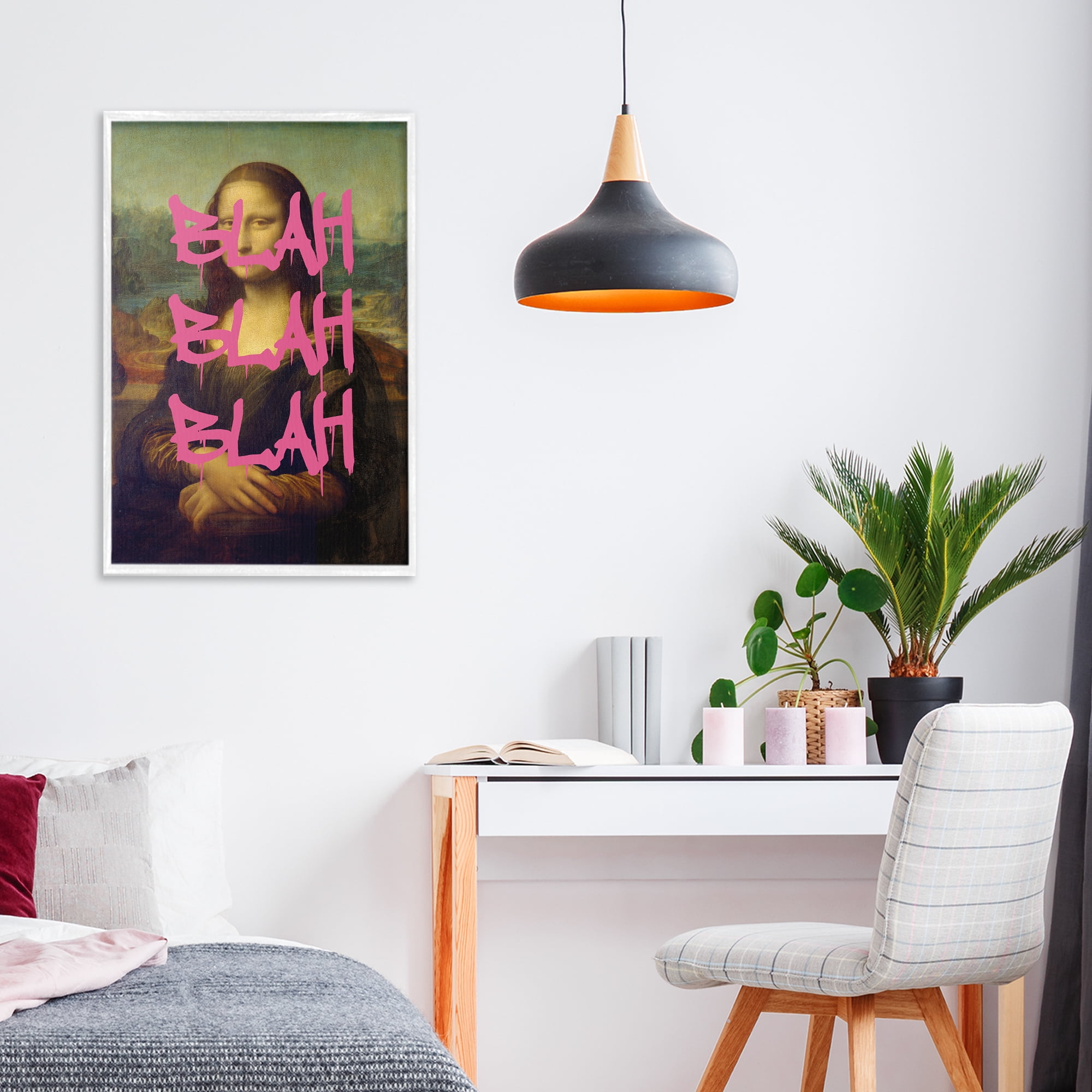 Graffiti Over Mona Lisa White Framed Giclee Art, design by Masters Redux