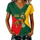 thumbnail image 2 of Women's Football Graphic T-Shirt,V-Neck Short Sleeve Graphic Print T-Shirt, Lightweight Summer Casual Soft Top for Everyday Wear for Soccer Tournament 2026 Watermelon Red Size: M, 2 of 4