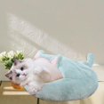 thumbnail image 3 of Cama redonda de felpa para perros y gatos, cálida, antideslizante, 2 en 1, suave y relajante para dormir. Light Lake Blue L, 3 of 8