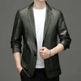 thumbnail image 4 of Ropa de cuero para hombre, chaqueta fina y suave de primavera y otoño, traje ajustado con estampado de cocodrilo, 4 of 5