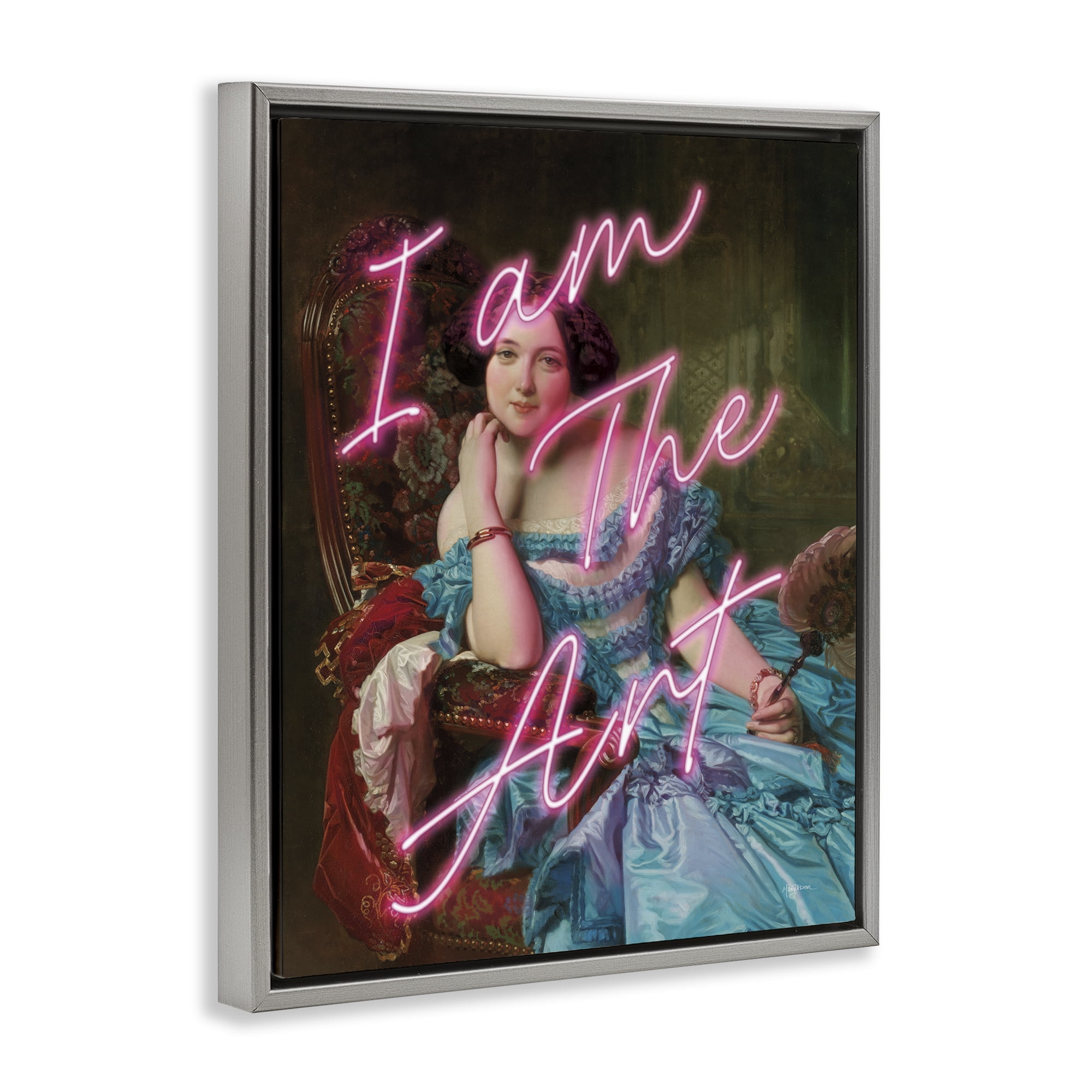 Stupell Industries I Am The Art Portrait Gray Framed Floater Canvas Wall Art, design by Mary Urban