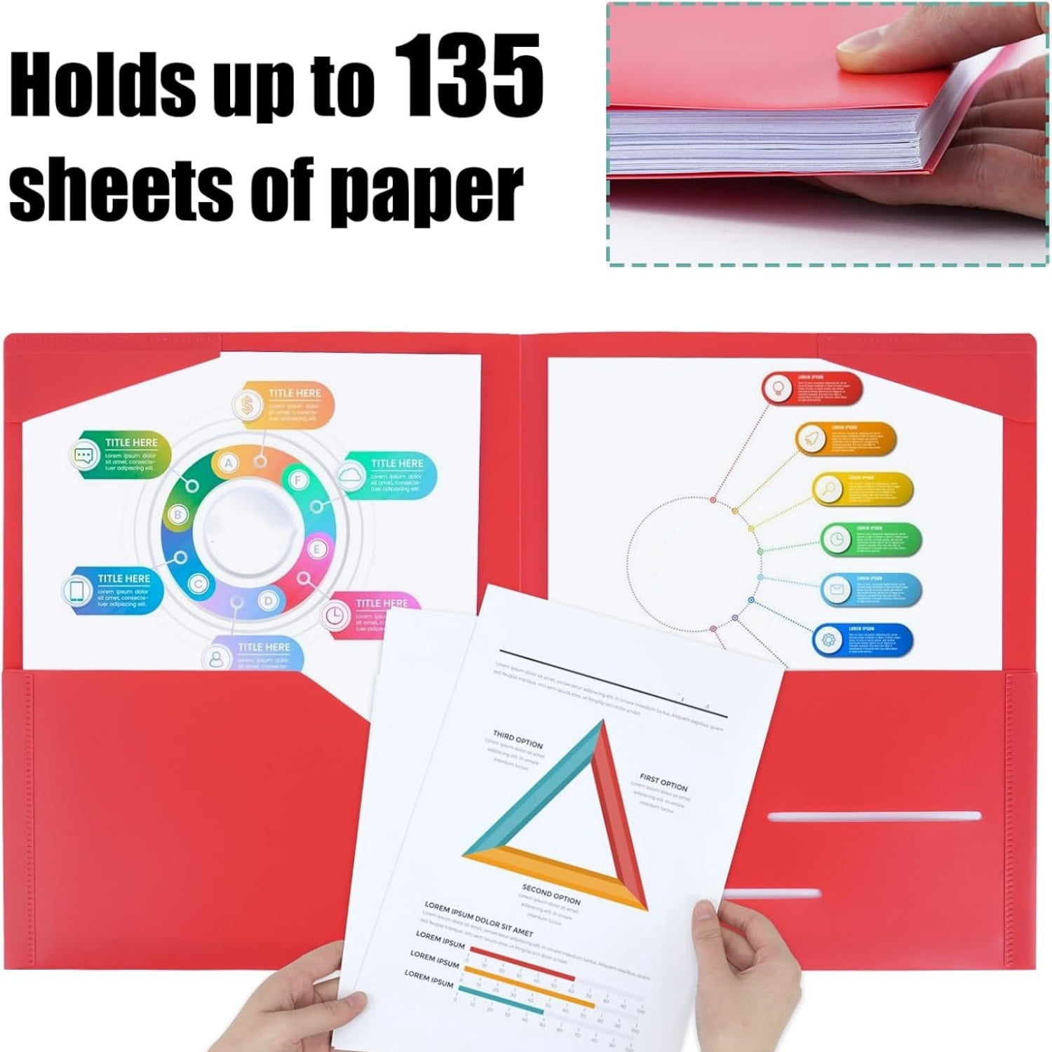 100pcs Plastic Folders with Pockets, Pocket Folders with 4 Pockets for Office and School, Letter Size, 10 Assorted Colors