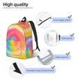 thumbnail image 5 of Casual Canvas Backpack Without Interlayer Large Capacity Stick Bag Design For Outdoor Shopping Office Outdoor Sports Tie-Dye Pattern Rainbow Colors (2) Small, 5 of 7