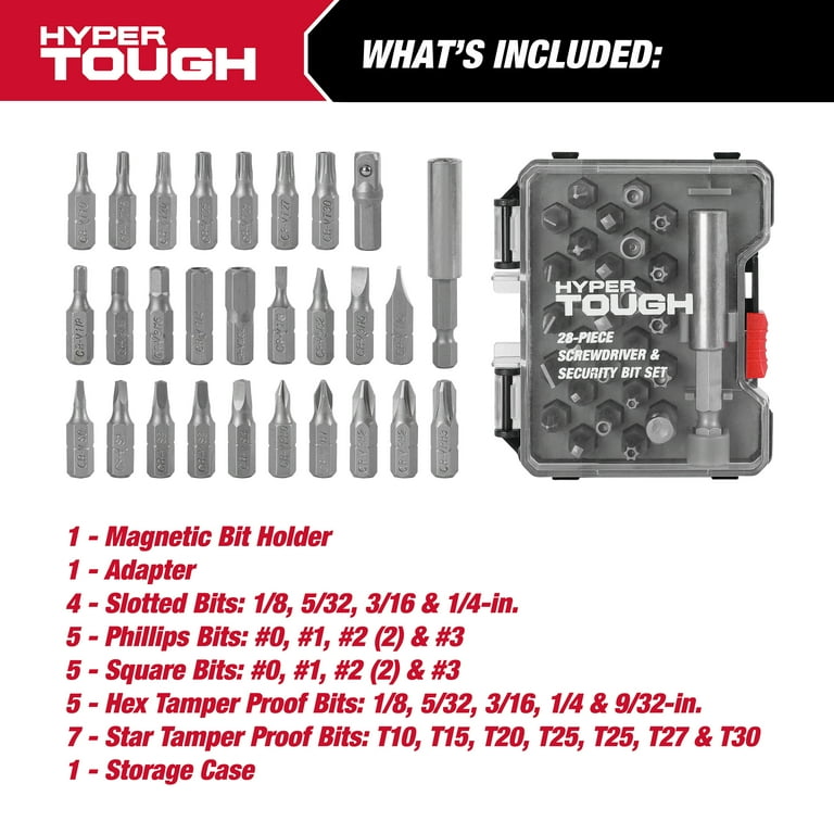 Hyper Tough 28-Piece Security and Screwdriver Bit Set in Reusable