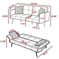thumbnail image 5 of BSHTI 67.72" Teddy Fabric Convertible Futon Sofa Bed with 5-Position Adjustable Backrest & Armrest, Gold Metal Legs, Tufted Design, 2 Jacquard Pillows, 5 of 18