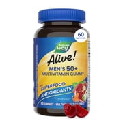 Natures Way Alive! Mens 50+ Gummy Multivitamins, B-Vitamins, Fruit Flavored, 60 Count