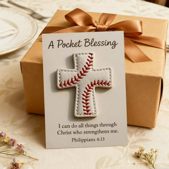 Inspirational Baseball Cross Gift Synthetic Leather Sports Faith Token for Athletes Coaches and Sports Enthusiasts Motivational Present Idea Clearance