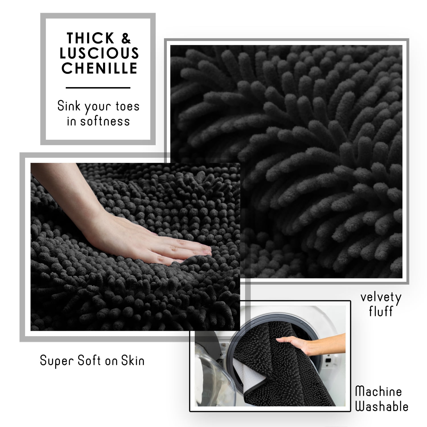 Lammaloe Chenille Bathroom Rugs Non Slip Bath Mat, 20x32 Ultra Absorbent, Bath Mats for Bathroom, Ombre cream