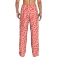 thumbnail image 3 of Picia Red Pretty Flowers Mens Soft Woven Cotton Elastic Waistband Sleep Pajama Pant Lounge Sleep Pant With Pockets And Drawstring-Small, 3 of 9