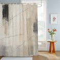 thumbnail image 4 of Beige Gray Black Vintage Texture Shower Curtains for Bathroom, Modern Abstract Linen Waterproof Fabric Shower Curtain, Decorative Bathroom Curtain for Bathtub, 72"x72", No Hooks Included, 4 of 9