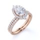 thumbnail image 3 of JeenMata Anillo de Bodas Vintage con Pavé de Diamantes Reales de Corte Ovalado y Halo Engastado en Oro Rosa de 10 K, 3 of 6