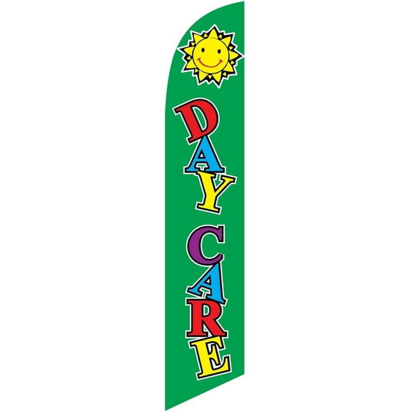 Day Care green Feather Banner Swooper Flag -No Wind Required- Replacement FLAG ONLY