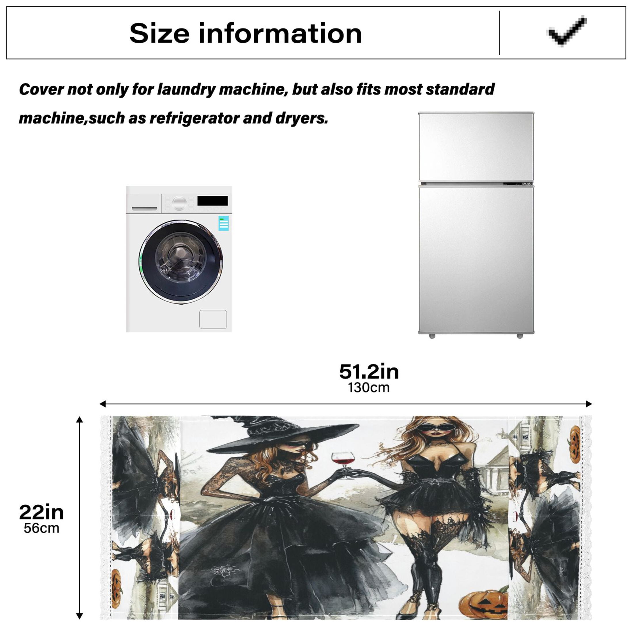WOBOGO Black Skirt Beauty Washing Machine Cloth Dryer Refrigerator Top Cover Protective Non-Slip Mat For Kitchen Laundry