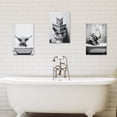 thumbnail image 4 of ZHONGYUTONG Funny Bathroom Wall Art Cute Cat Reading Newspaper on Toilet Poster Black White Animal Canvas Prints for Rustic Farmhouse Restroom Framed (20.00" x 30.00"), 4 of 6