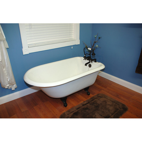 Cambridge Plumbing Cast-Iron Rolled Rim Clawfoot Tub 55" X 30" with 3 3/8" Bathtub Wall Faucet Drillings and Polished Chrome Feet - image 2 of 2