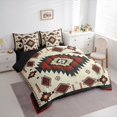 thumbnail image 3 of jejeloiu Ancient Bohemian Aztec 7pcs Bedding Comforter Set,Boho Exotic Style Queen Bedding Sets,Beige Red Black Queen Sheet Sets For Men Women,Breathable Home Decor Reversible, 3 of 8