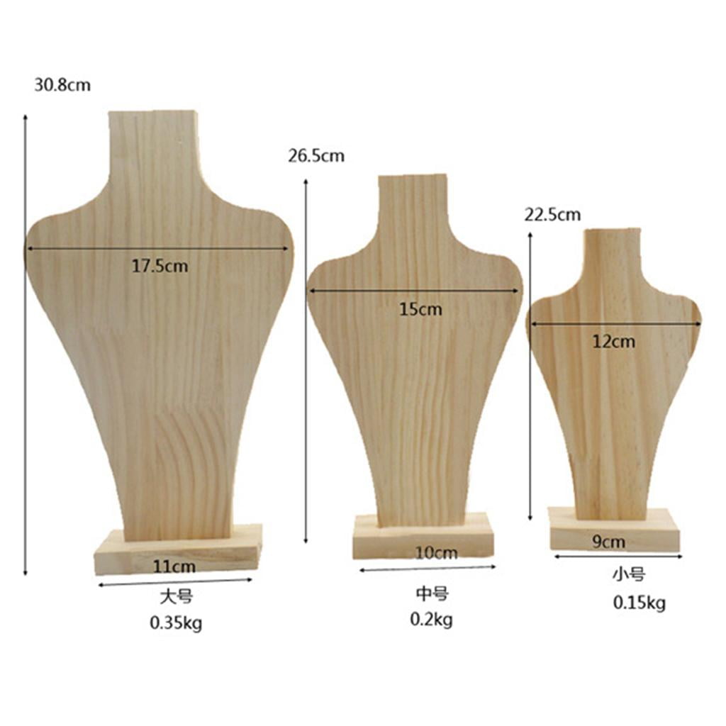 3 Pieces Natural Wood Necklace Display Holder Jewelry Organizer Stand Hanging Rack Multipurpose Show Shelf, Home Decoration
