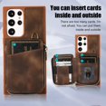 thumbnail image 3 of Dteck Zipper Wallet Case for Samsung Galaxy S23 Ultra,Shockproof Leather 5 Card Slots Holder Wrist Crossbody Strap Handbag Protective Kickstand Cover for Galaxy S23 Ultra,Brown, 3 of 7