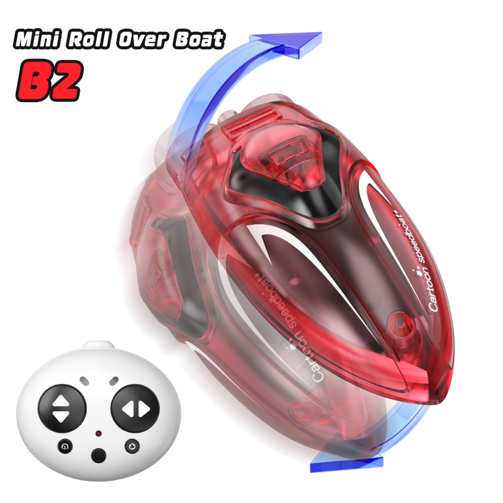 Mini Remote Control Boat Toys 2.4G High Speed RC Boat, Rechargeable Battery Powered RC Boat Fast Charging Play Time, Stunt Control Action RC Boat Indoor Pool Play Toys