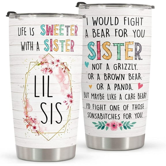 Sister Gifts From Sister - Stainless Steel Tumbler 20oz Gifts for Women - Unique Gift For Sister Soul Sister From Sister - Gift For Best Friend Women Big Sister Little Sister Birthday Gifts