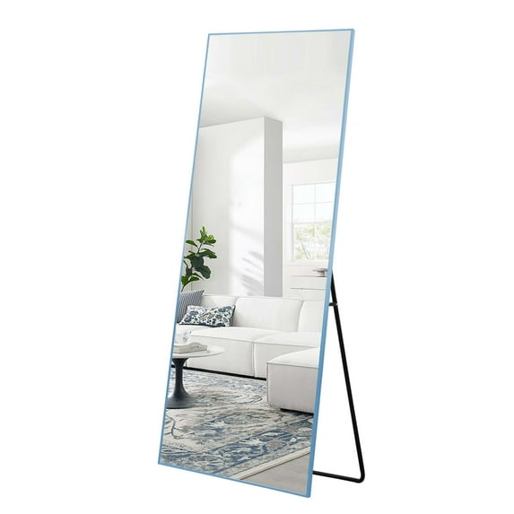Full Length Floor Mirror Standing Rectangle Light Blue 65"x22"