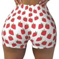 thumbnail image 2 of Haiem Cartoon Strawberry No Front Seam Biker Shorts for Women Yoga Workout Gym Bike Shorts with Tummy Control Moisture-Wicking-Small, 2 of 9