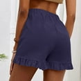 thumbnail image 3 of USSUMA My Order Plus Size Shorts Solid Color Elastic Band Simple And Comfy Ruffle Hem Shorts Leisure High Waist Comfy Shorts Wide Legs Semi Fit Summer Shorts for Date Navy S, 3 of 6