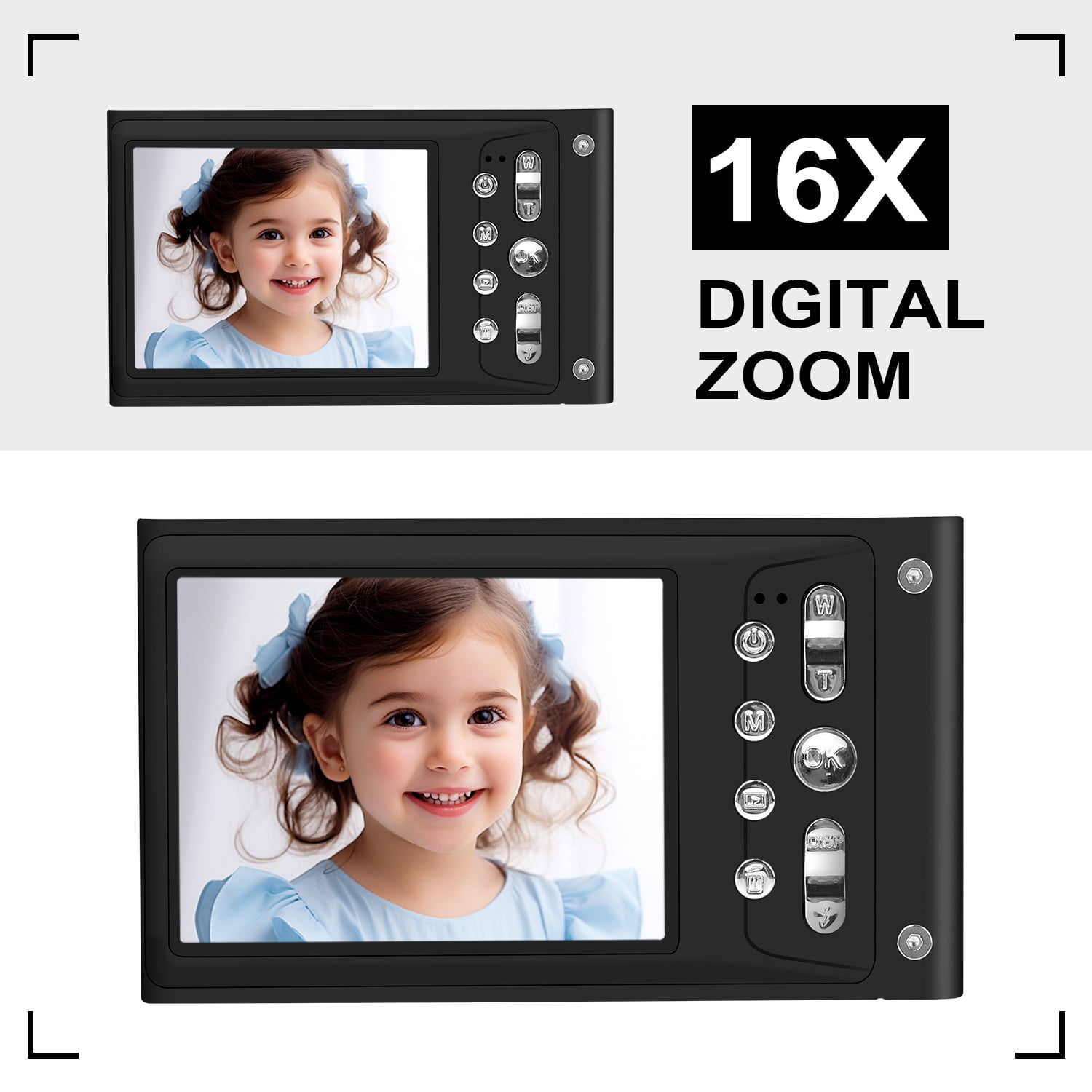 Jazeyeah 48 MP FHD 1080P Kids Digital Camera, 2.8-inch LCD Screen with 32GB Memory Card, Digital Point and Shoot Cameras with 16X Zoom Anti Shake, Perfect Gift for Teenagers(Black)