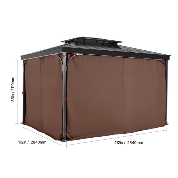 KFFKFF Outdoor Waterproof Gazebo Curtains, 10' x 10', 4-Panel
