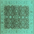 thumbnail image 1 of Ahgly Company Machine Washable Indoor Square Oriental Turquoise Blue Industrial Area Rugs, 7' Square, 1 of 4
