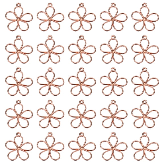 100pcs Open Bezels, Resin Bezels Pendants Flower Open Back Bezels Alloy Hollow Frame Bulk, Rose Gold