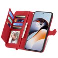 thumbnail image 2 of Allytech Wallet Case for OnePlus 11, Embossed Luxury PU Leather Case with Kickstand & Card Slots, Slim Zipper Pocket Detachable Wrist Strap Magnetic Clasp Anti-Drop Case - Red, 2 of 6