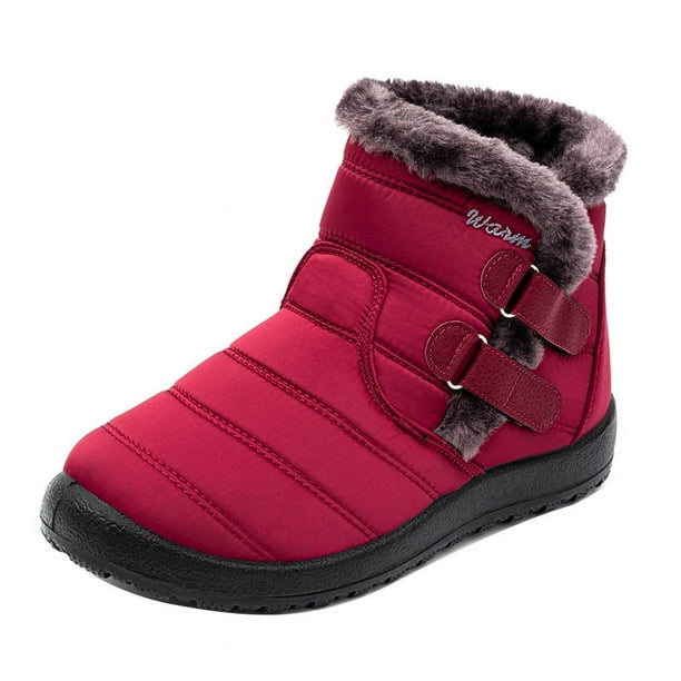 Botas de nieve para mujer, zapatos de invierno con forro polar cálido, botines hasta el tobillo, cómodos, sin cordones, impermeables, para senderismo al aire libre
