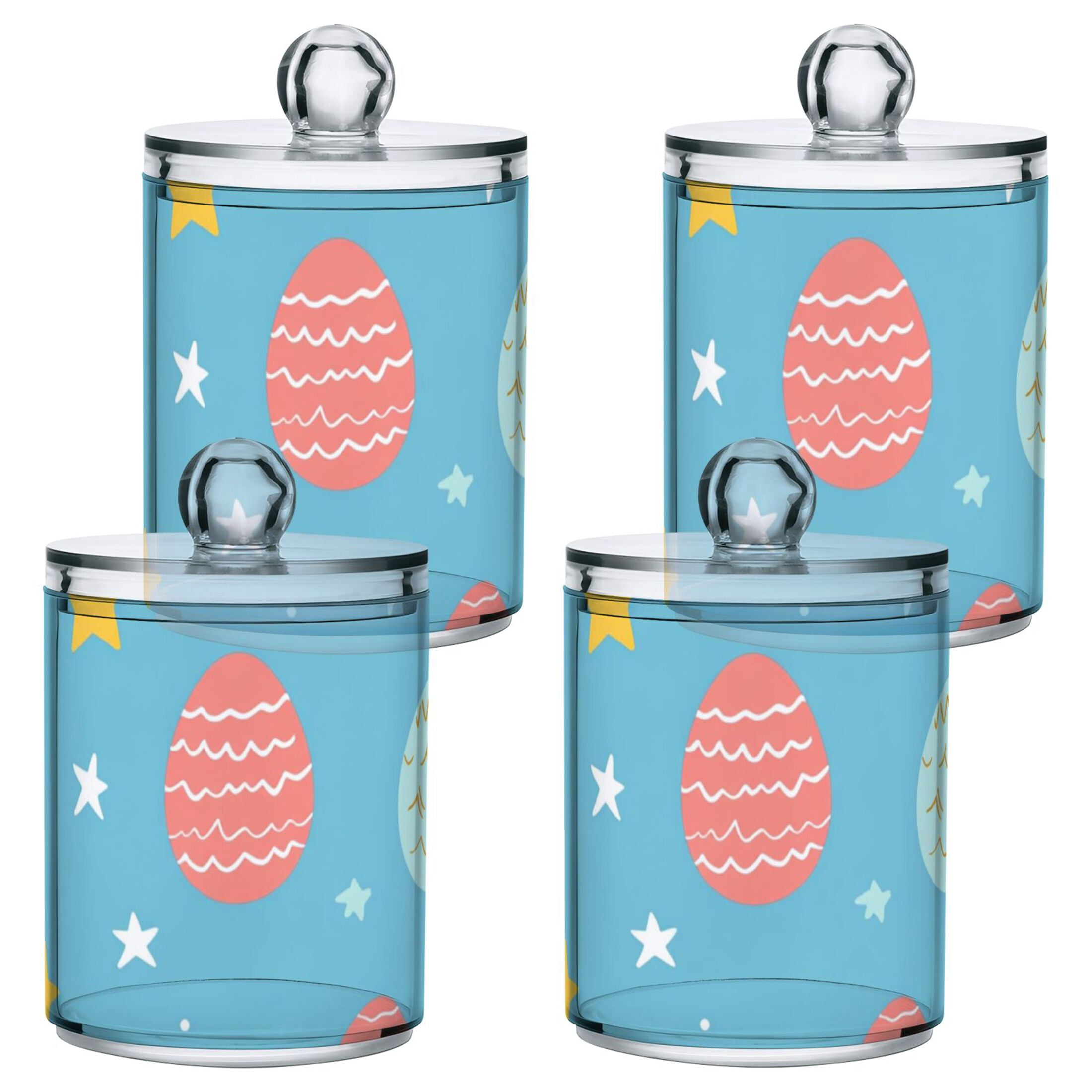 Ckdifva Easter Eggs Storage Jar with Lid Acrylic Organization Storage Containers Set of 4
