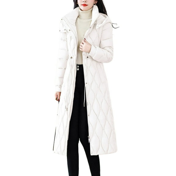 Hvyesh Women's Long Puffer Jackets Trendy Detachable Sleeve Padded Coat Casual Hood Quilted Winter Vests Warm Zip Up Long Puffer Coat with Pockets