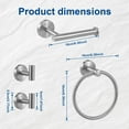 thumbnail image 2 of Dznils 4-Piece Wall Mount Steel Bath Hardware Set, Towel Ring, Toilet Paper Holder, Robe Hook, Silver, 2 of 11