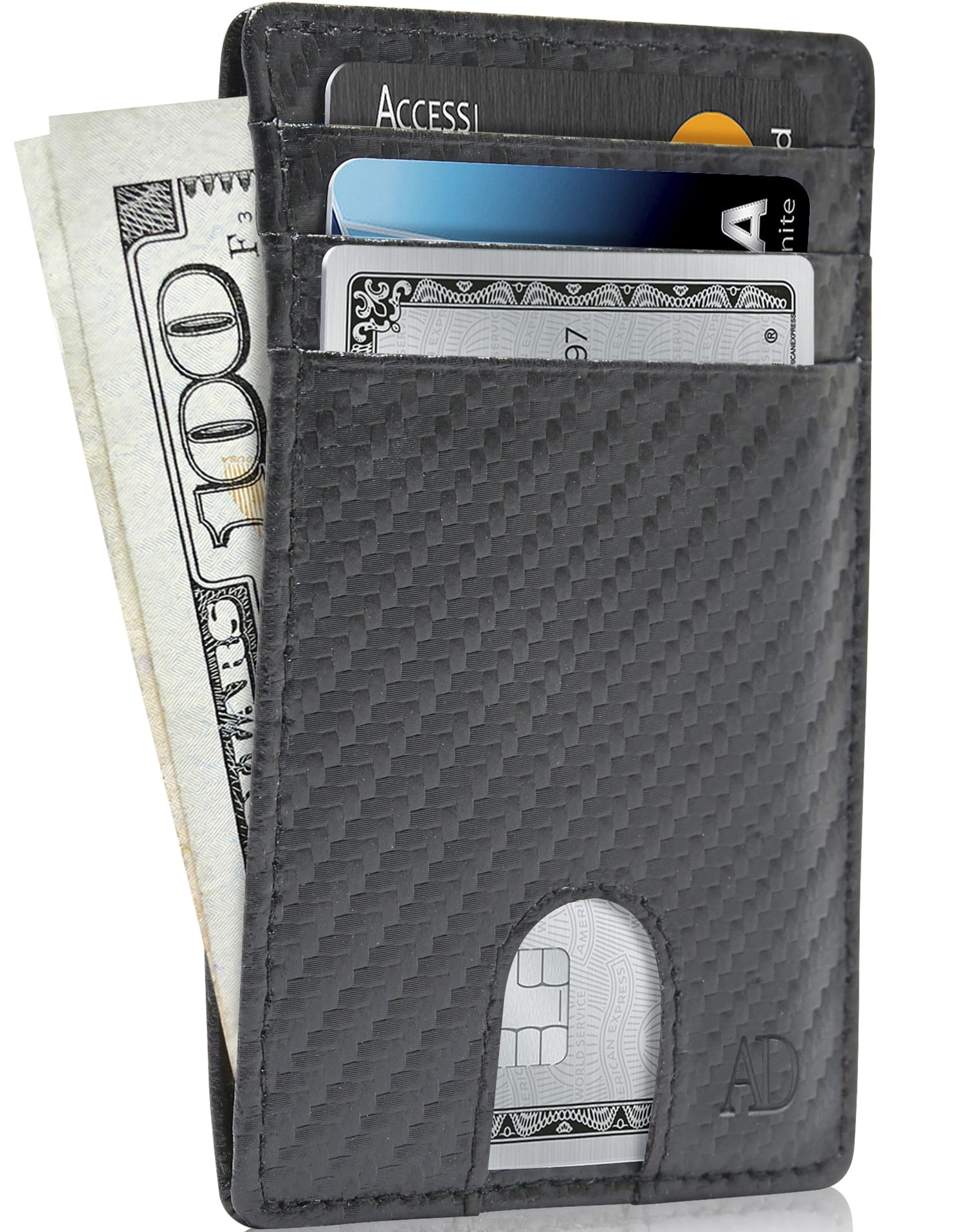 Real Leather Slim Wallets For Men With Money Clip RFID Card Holder Mens Wallet 
