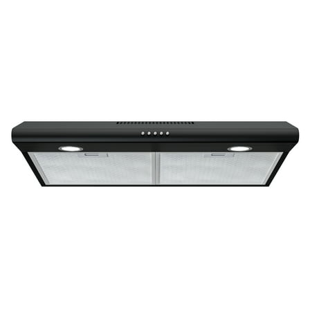 FIREGAS Black Under Cabinet Range Hood 30 inch, Slim Kitchen Over Stove Vent, LED Light, 3 Speed Exhaust Fan, Push Button,Stainless Steel 30 inch Range Hood,with Charcoal Filter