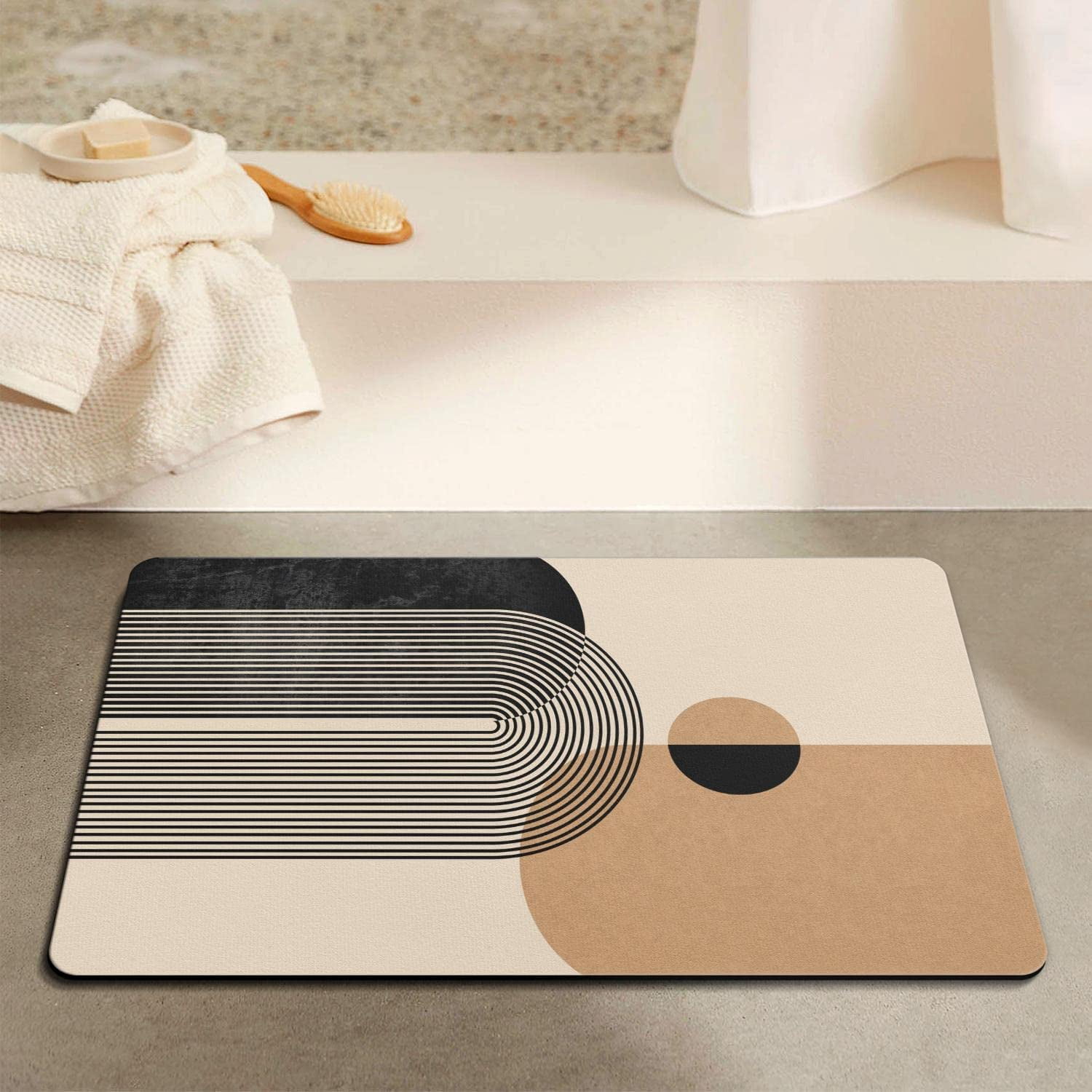 Nutksea Boho Bathroom Rugs Cute Bath Mat Non-Slip Modern Abstract Minimalism Boho Bathroom Mat Soft Machine Washable Boho Floor Mats 27"x17"