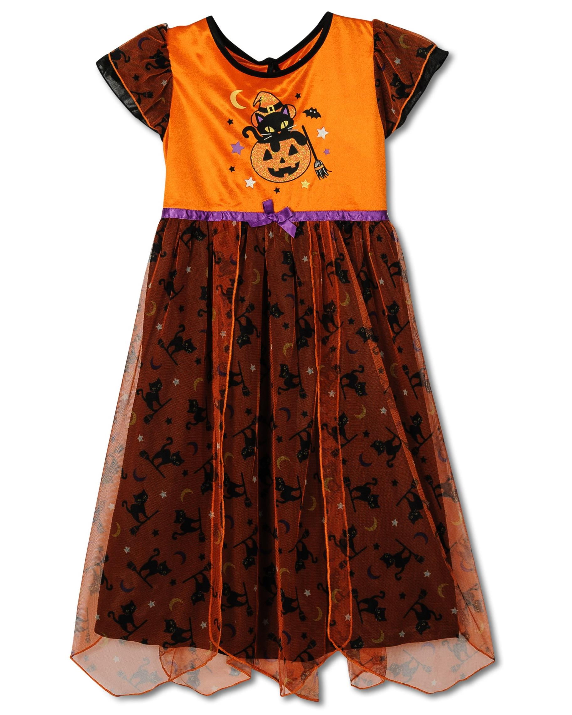 Halloween Fancy Girls Nightgown, Costume Sizes 48, Orange, Size 45