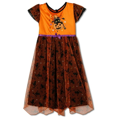 Halloween Fancy Girls Nightgown, Costume Sizes 4-8, Orange, Size: 6-6X